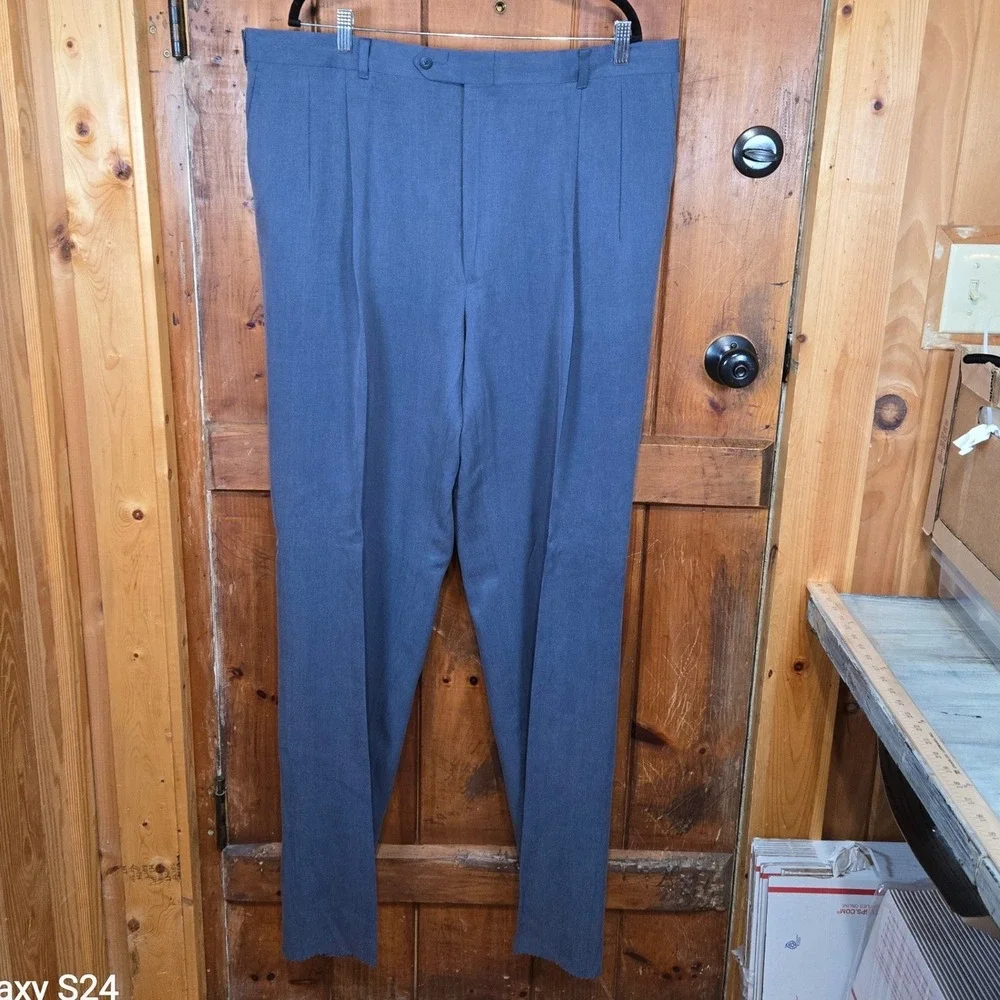 Berle B Tailored Milan Men's‎ Pleated Dress Pants Size 42 Charcoal Tencel